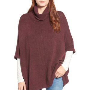 Caslon Cowl Neck Sweater Knit Poncho Burgundy